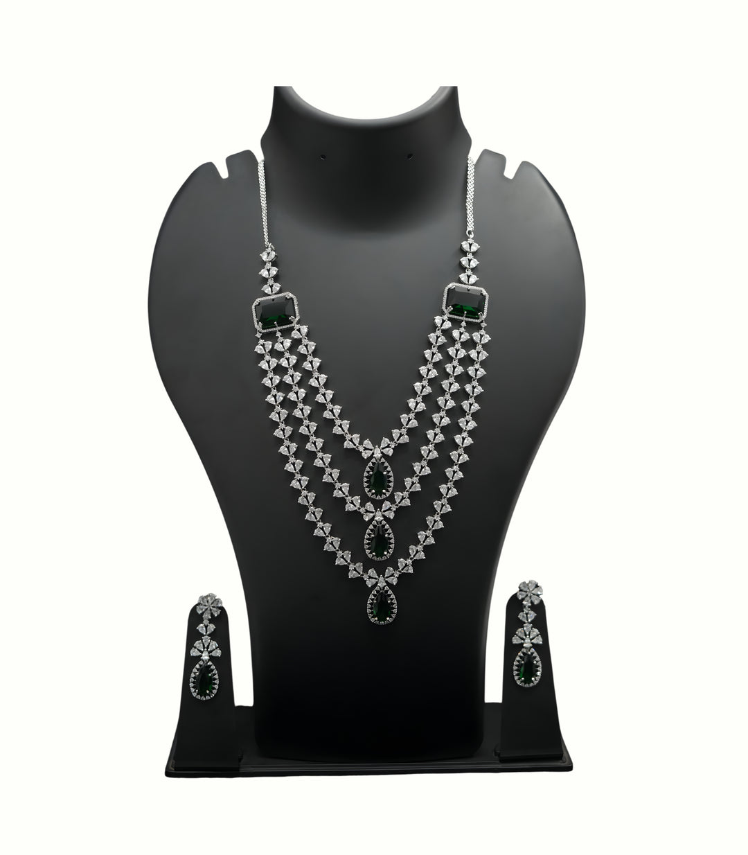 Emerald Royale Diamond-Style Long Necklace Set