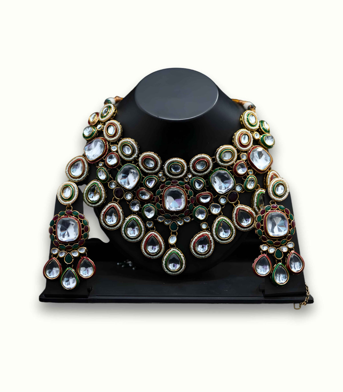 Maharani emerald polki necklace set