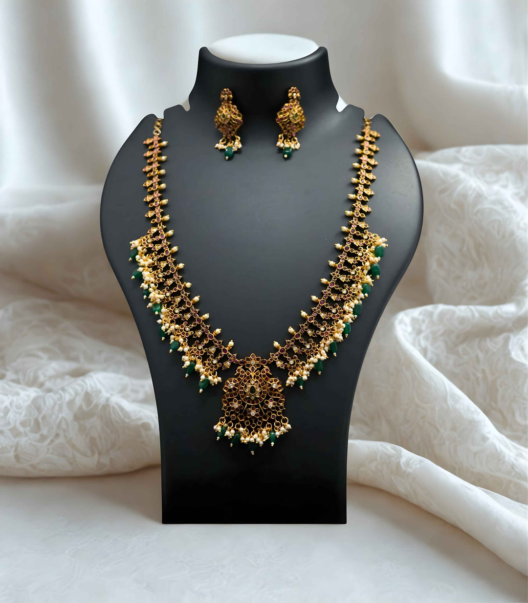 Ruby Pearls Long Necklace