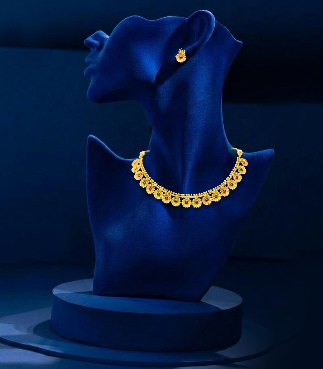 Elegant Floral Necklace Set – Gold Plated