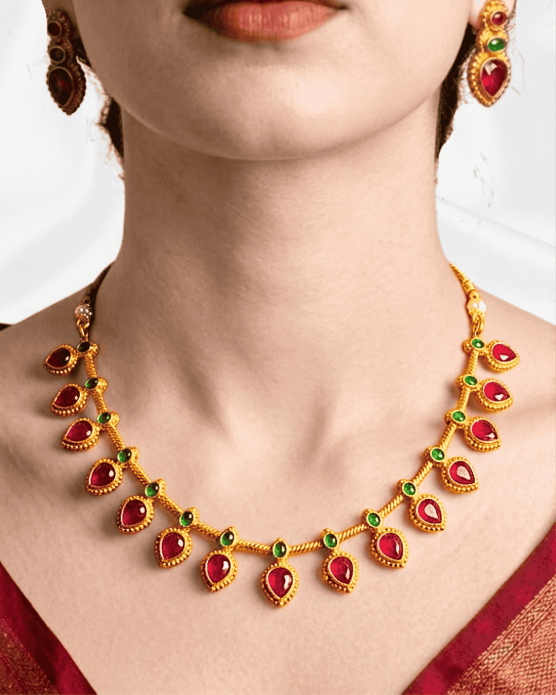 Ruby Drop Elegance Necklace Set