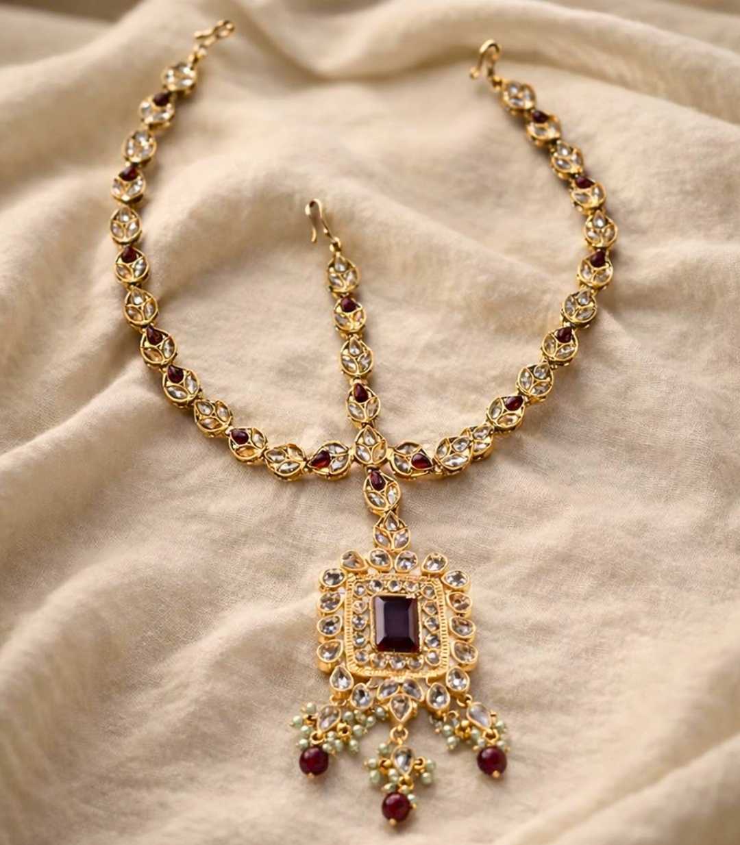 Meher ruby kundan jewellery set